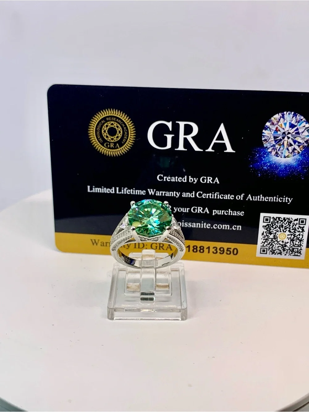 Green Blue Vintage Solitaire Moissanite Ring Women Jewelry 5 Ct 925 Silver GRA